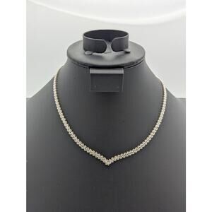 Vintage 925 Sterling Silver Italian Riccio Chevron 17" Chain Necklace